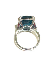 9ct White Gold London Blue Topaz Ring with Diamonds
