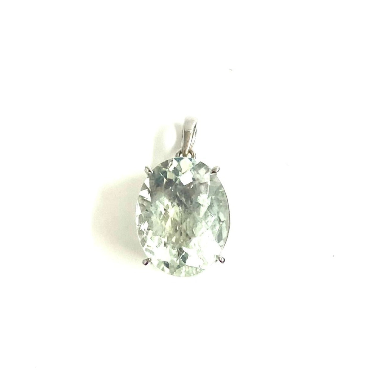9ct White Gold Green Citrine Pendant