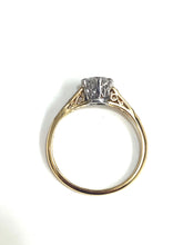 18ct Yellow Gold Platinum Diamond Ring .72 Round Brilliant Cut Diamond