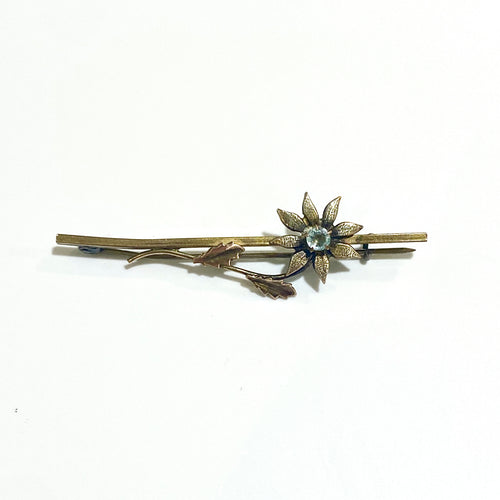 9ct White Gold Lined Vintage Flower Brooch