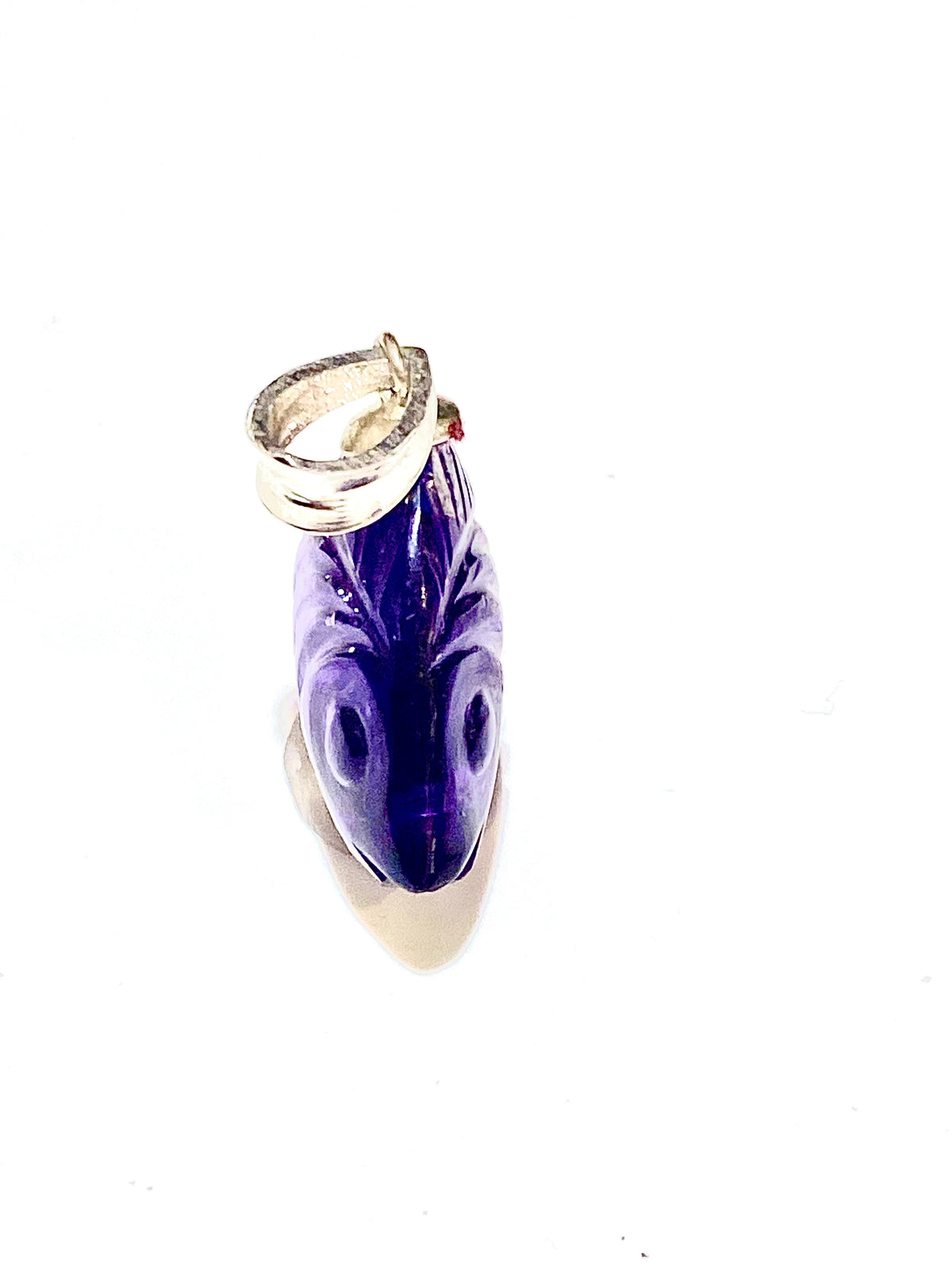 Hand-carved Amethyst Fish Pendant