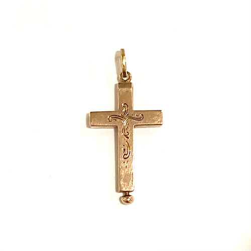 18ct Gold Engraved Cross Pendant