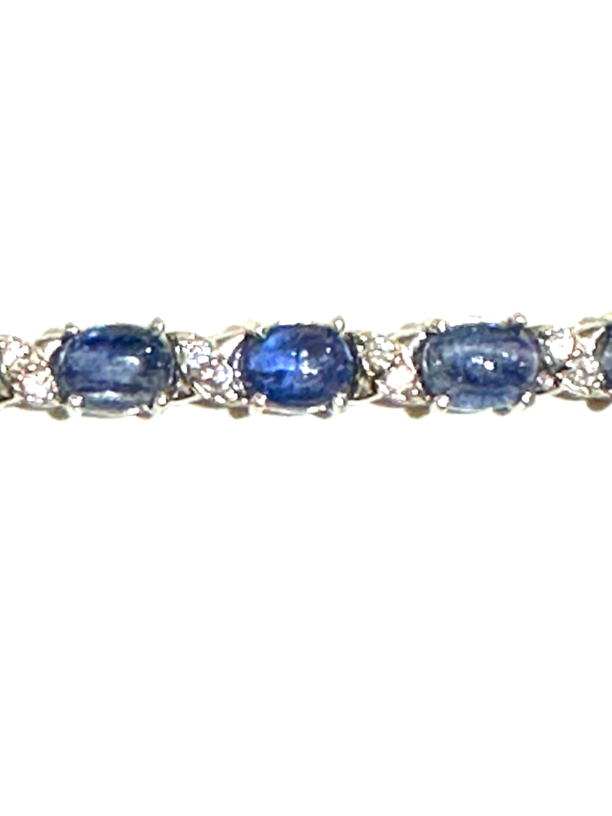 Cabochon Kyanite and Cubic Zirconia Tennis Bracelet
