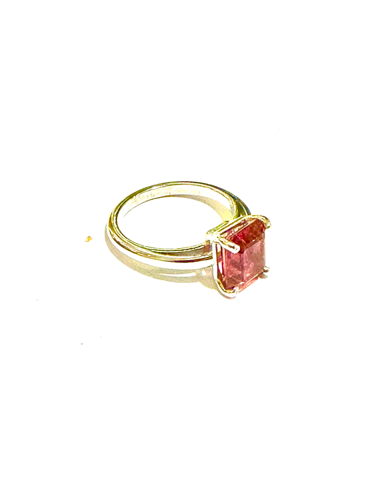 9ct White Gold Cherry Pink Tourmaline Ring