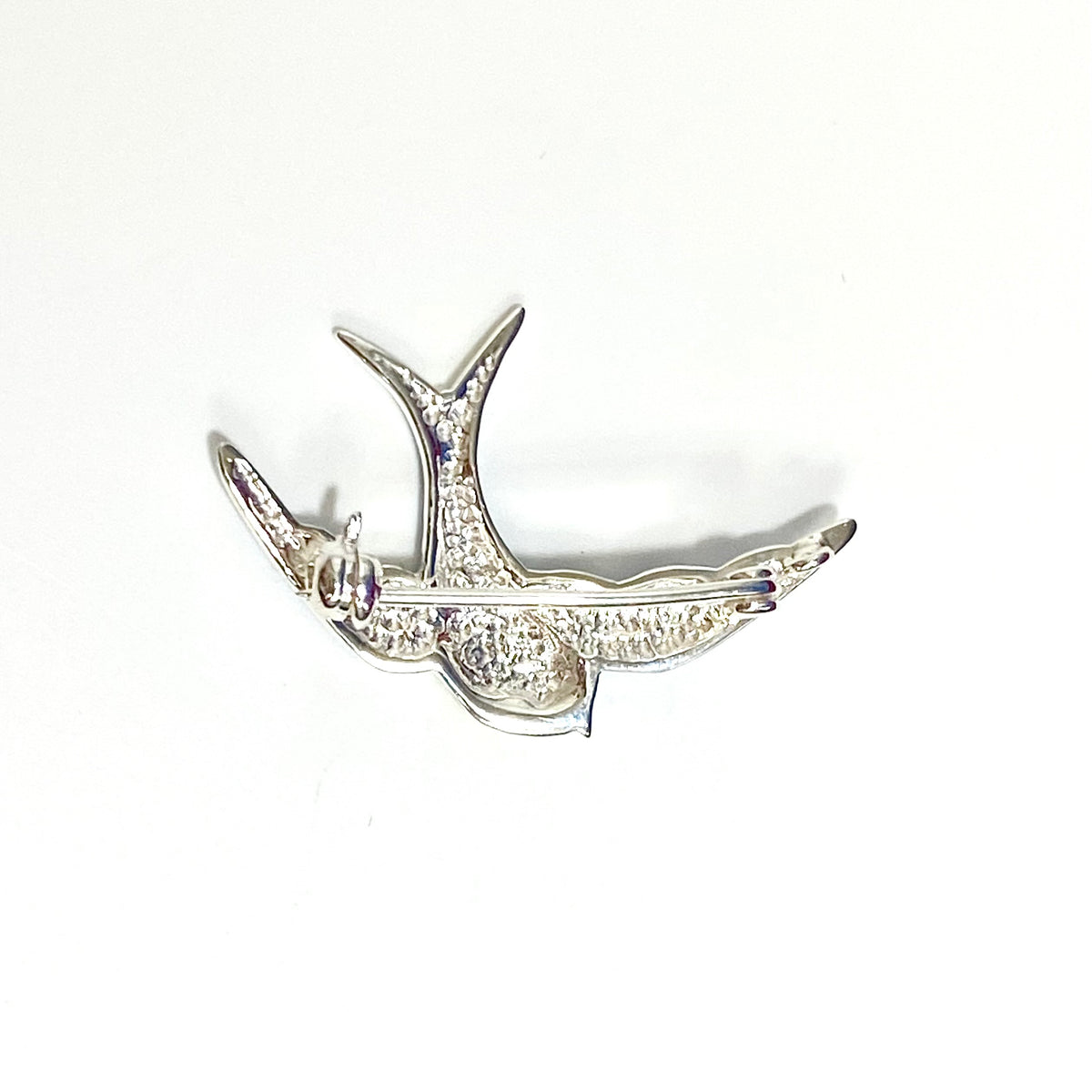 Sterling Silver Blue and Yellow Enamel Swallow Brooch