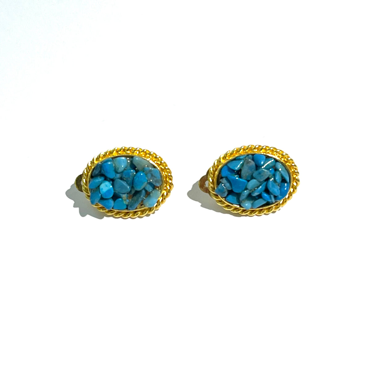 Vintage Blue Stone Gold Plated Clip-on Earrings