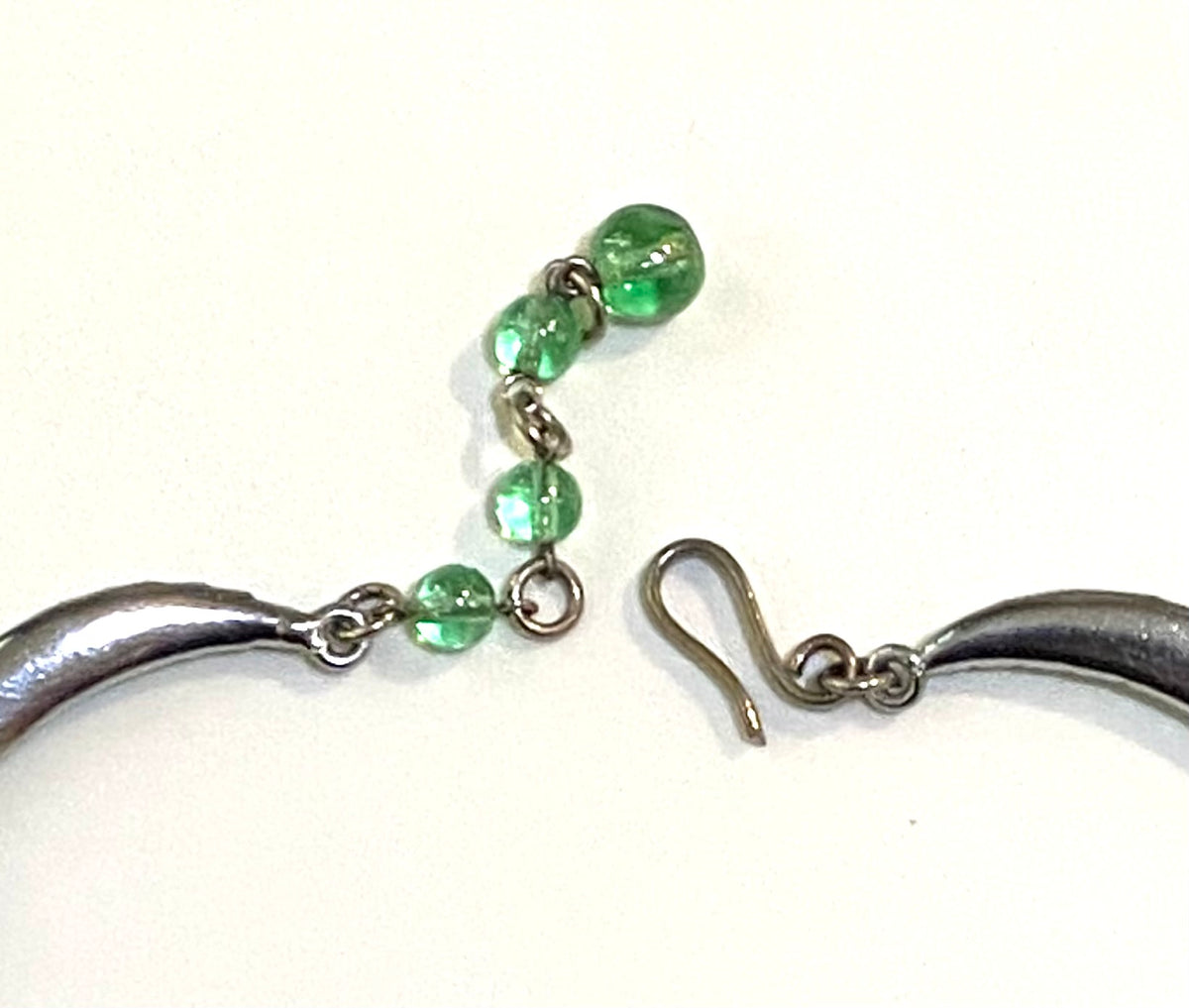 Rare Vintage Green Ark Shaped Czech Necklace