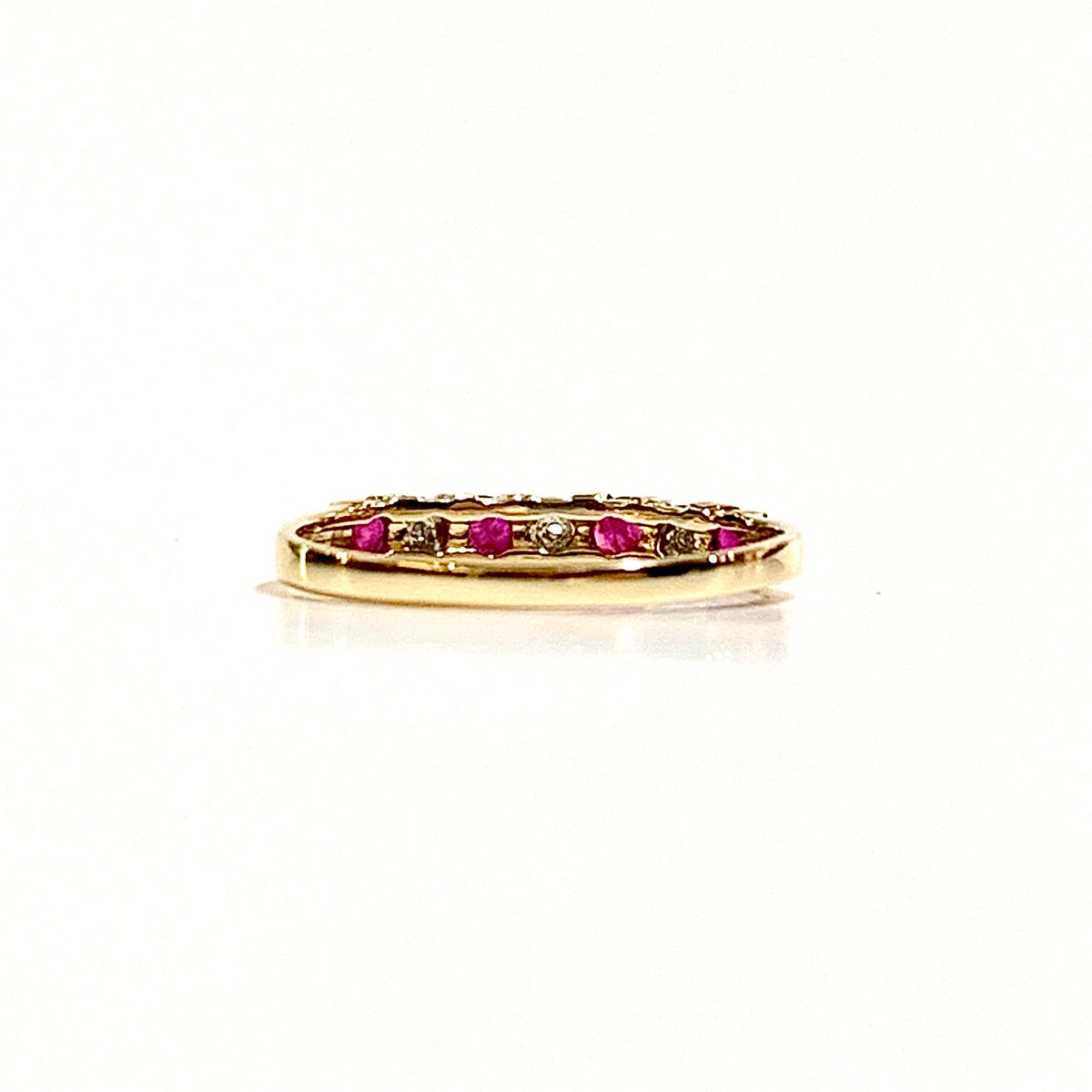 9ct Yellow Gold Ruby and Diamond Bridge Ring