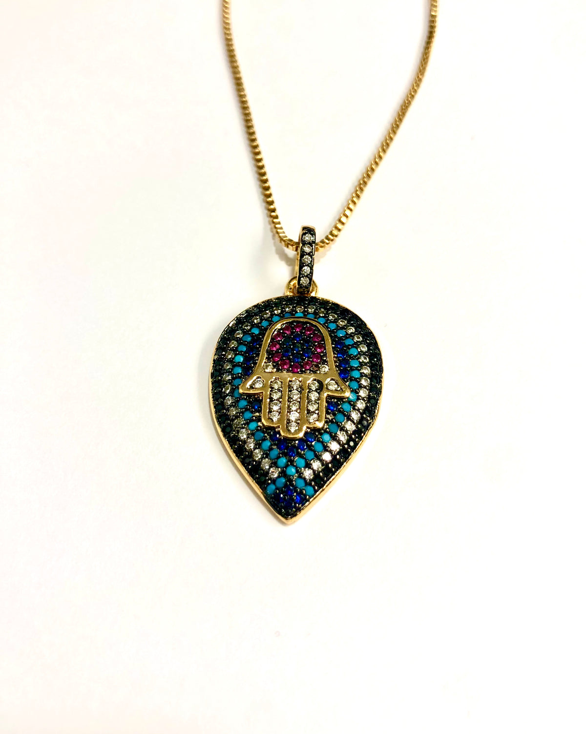 Multi-colored Hamsa Talisman Necklace