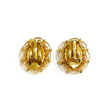 Ornate Gold Plated Floral Micro Mosaic Clip On Earrings