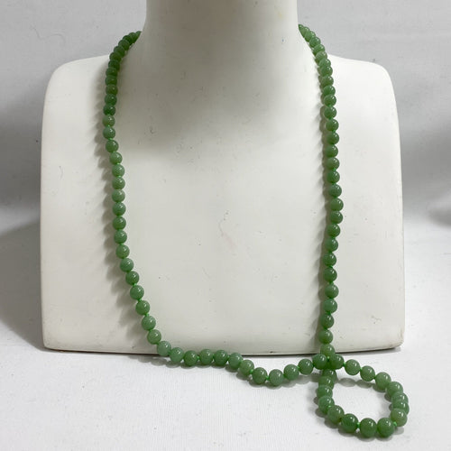 Vintage Sterling Silver Jadeite Export Beaded Necklace