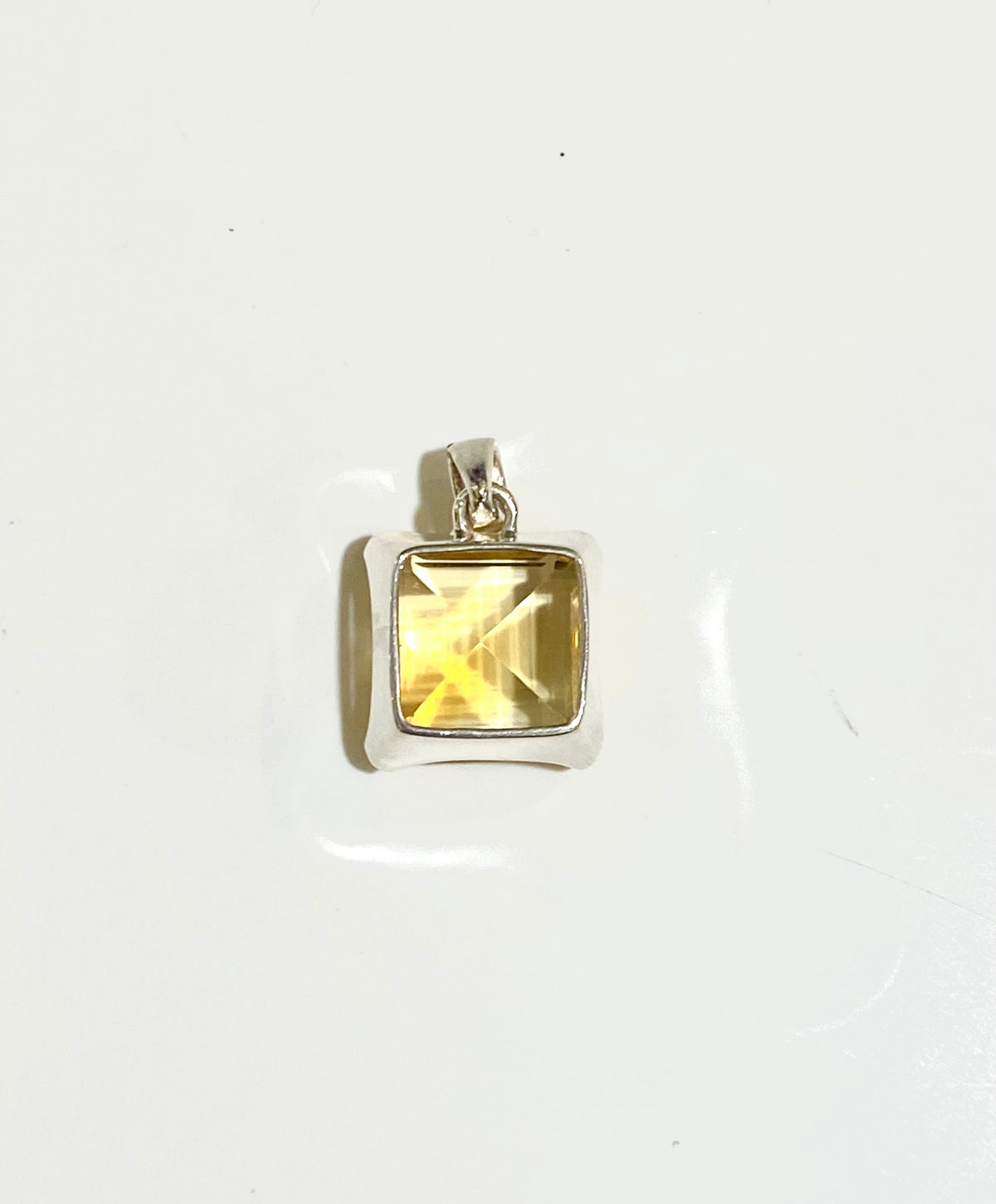 Sterling Silver Square Cut Citrine Pendant