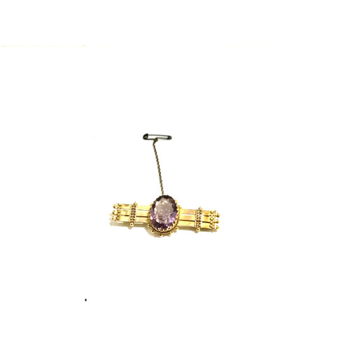 9ct Rose Gold Edwardian Amethyst Brooch