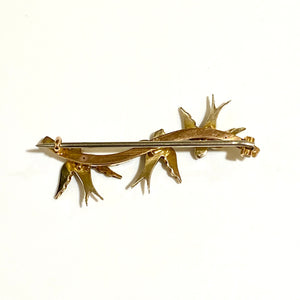 9ct Yellow Gold Seed Pearl Swallow Brooch