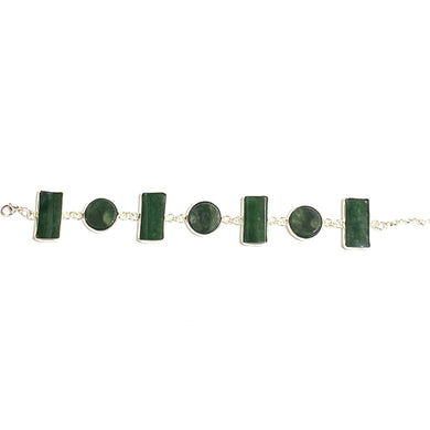 Rectangle and Round Nephrite Jade Bracelet