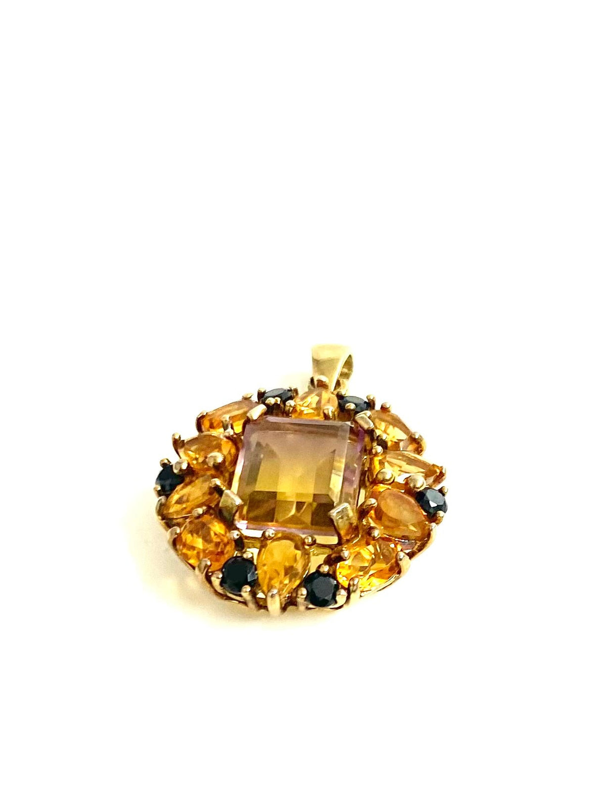 Sterling Silver Gold Plated Ametrine, Citrine and Black Spinel Pendant