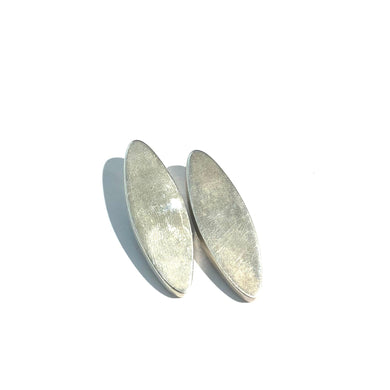 Sterling Silver Elliptical Shape Clip-on Earrings