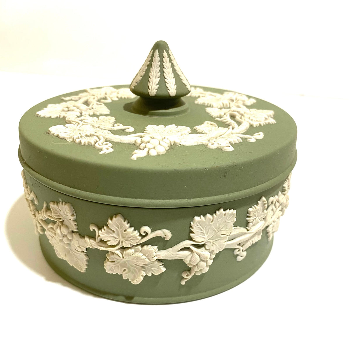 Vintage Green Wedgwood Jasperware Jewellery Box