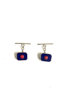 Sterling Silver Lapis Lazuli and Ruby Cufflinks