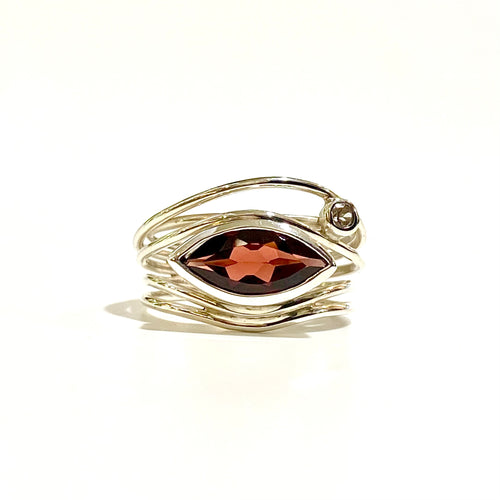 Sterling Silver Garnet and White Topaz Ring