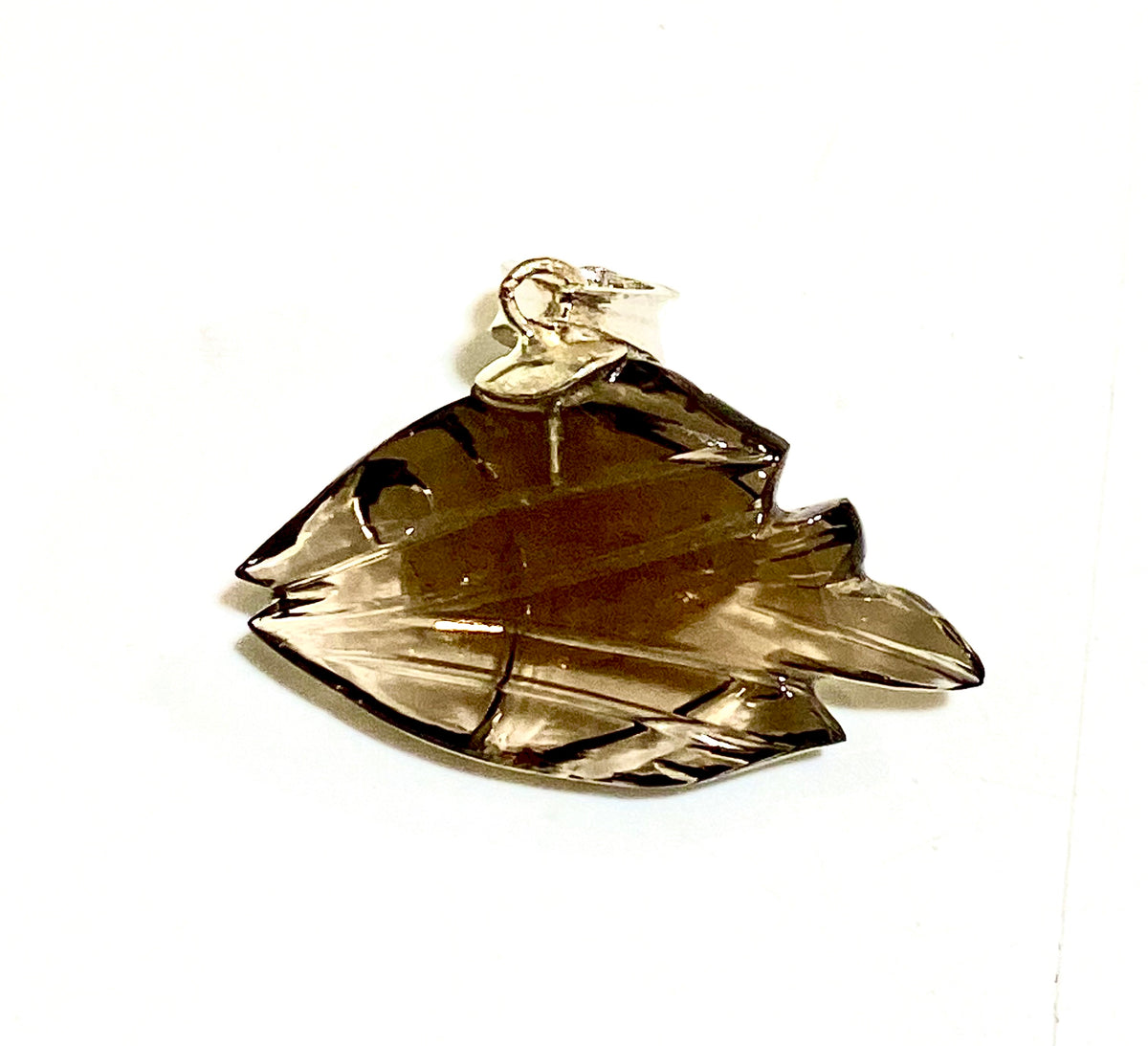 Hand-carved Smokey Quartz Fish Pendant