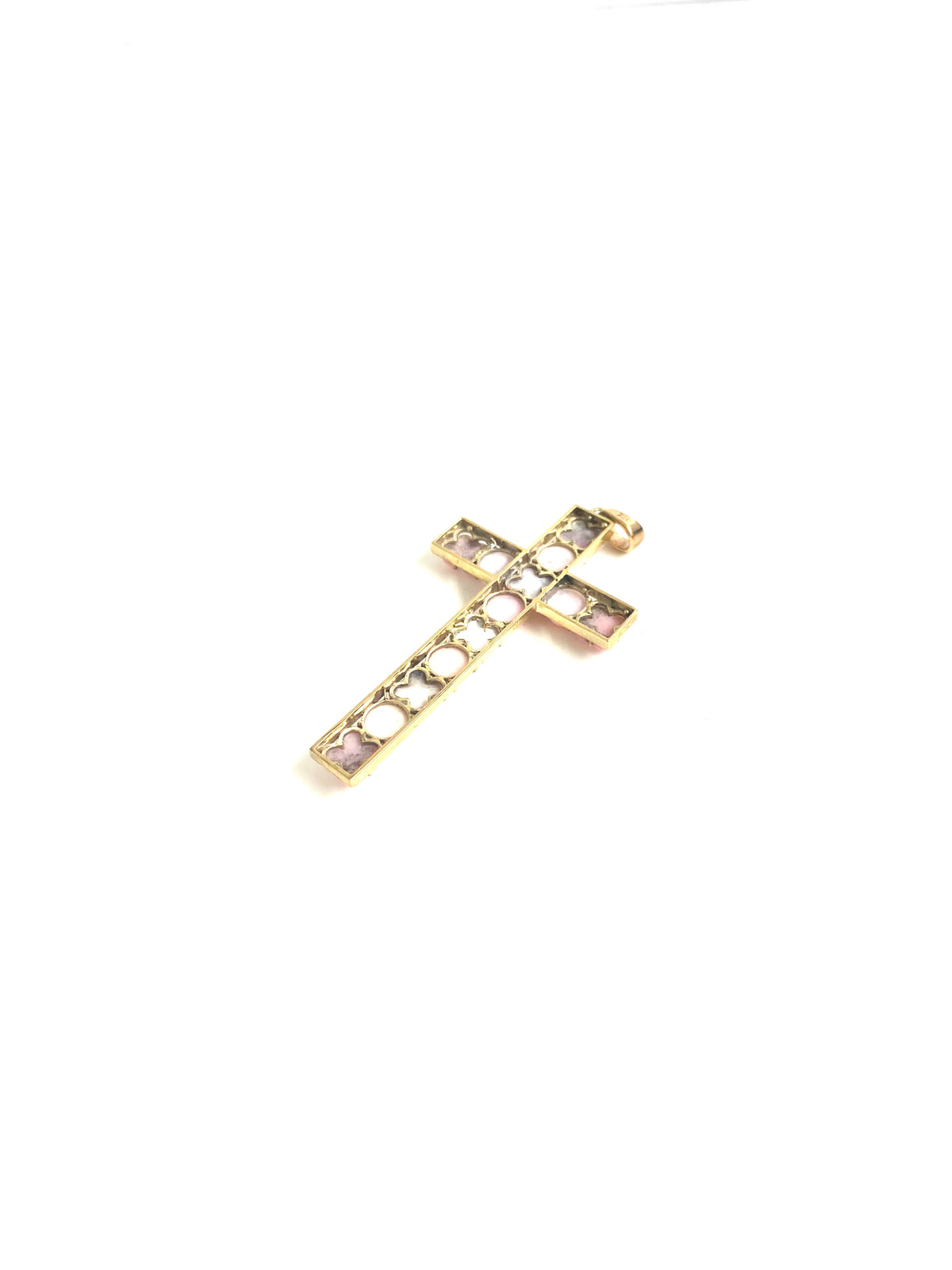 9ct Gold Angel Skin Coral Cross Pendant
