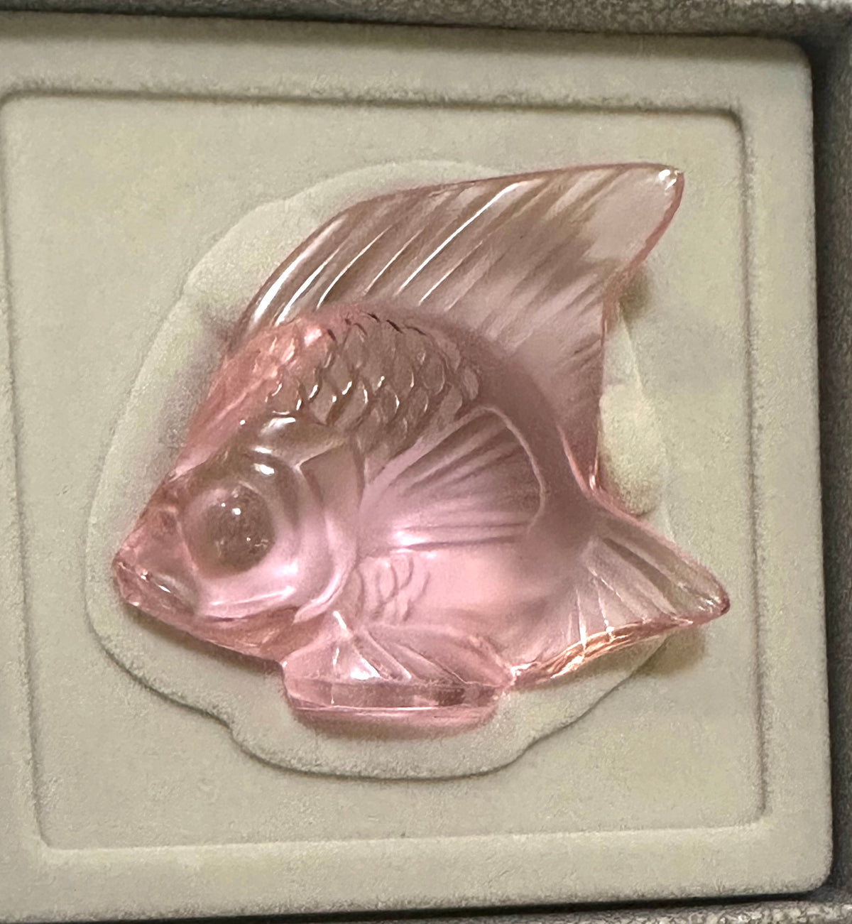 Lalique Pink Art Glass Fish
