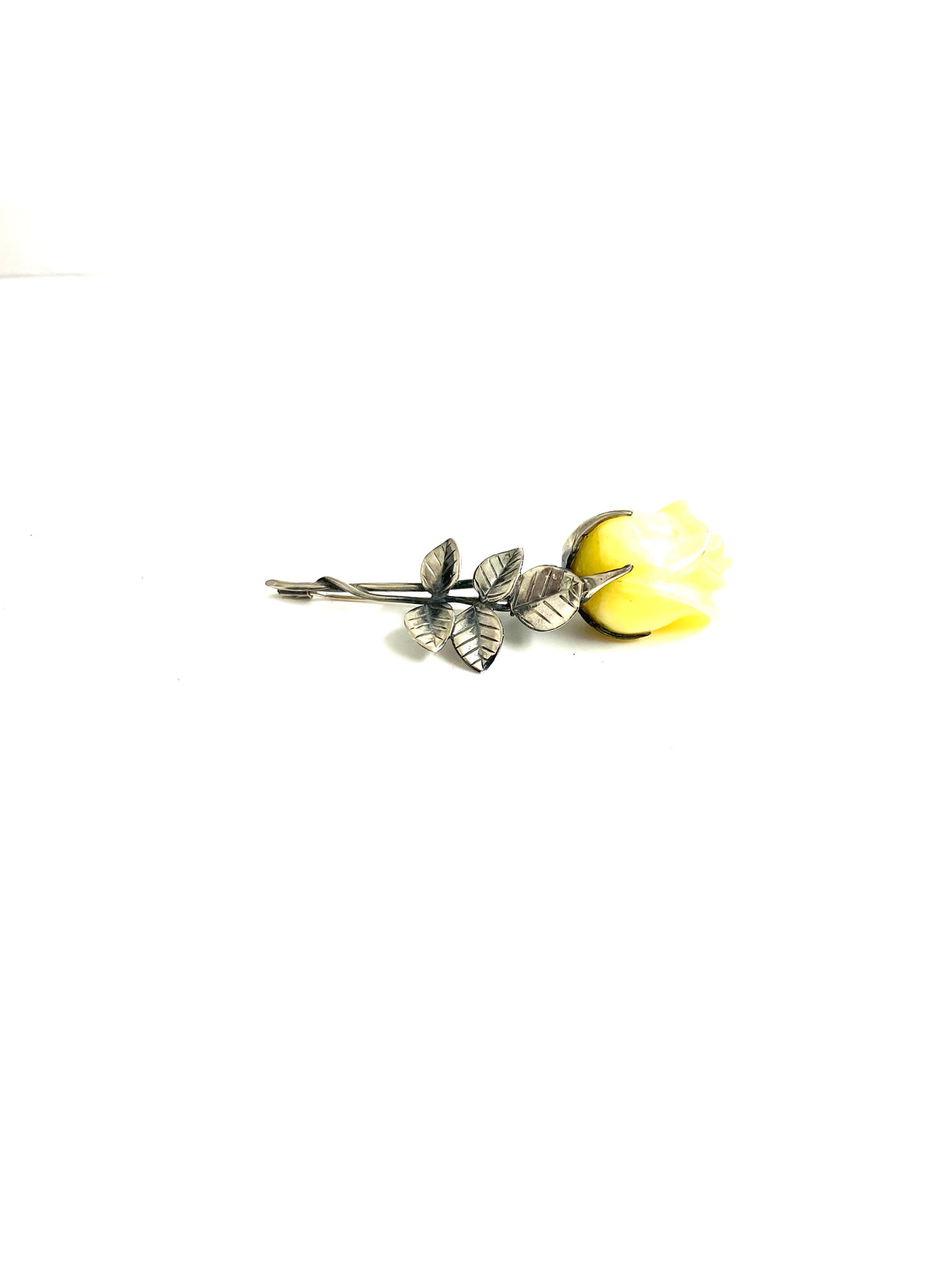 Sterling Silver White Amber Brooch