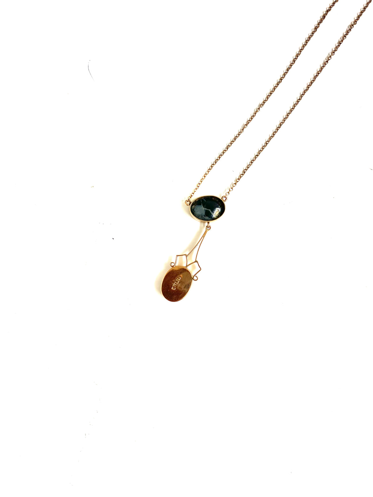 Solid Black Opal 9ct Gold Necklace