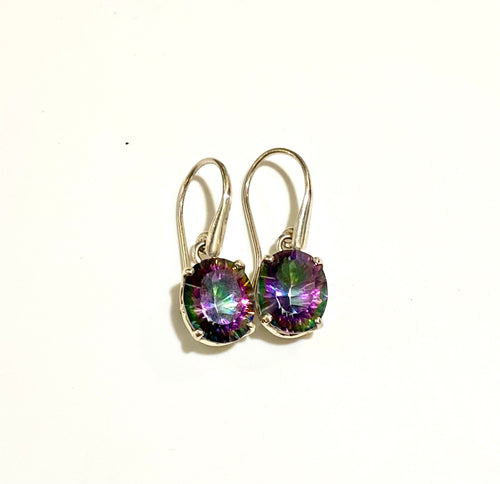 Sterling Silver Mystic Topaz Hook Drop Earrings