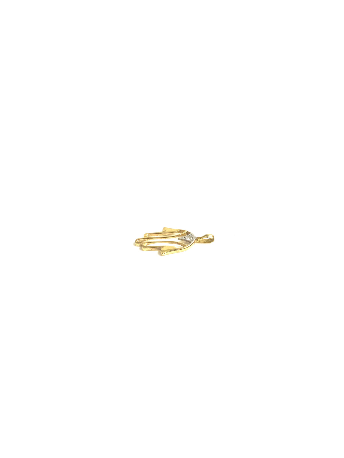 14ct Gold Hamsa Hand and Diamond Pendant