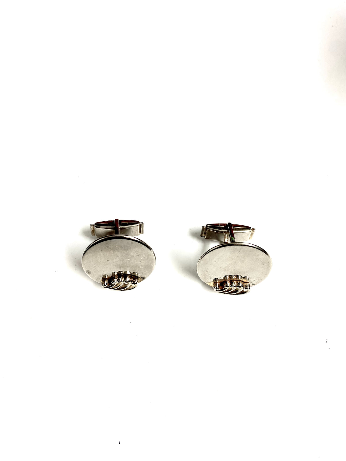 Sterling Silver Gold Plate Circle Cufflinks