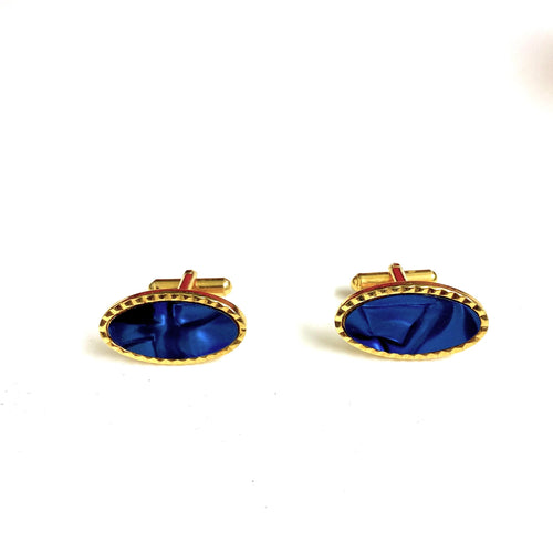 Costume Blue Marbled Effect Cufflinks