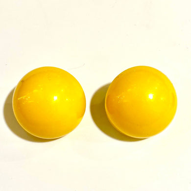 Yellow Vintage Clip On Stud Ball Earrings