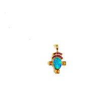 18ct Gold Opal, Sapphire and Ruby Pendant