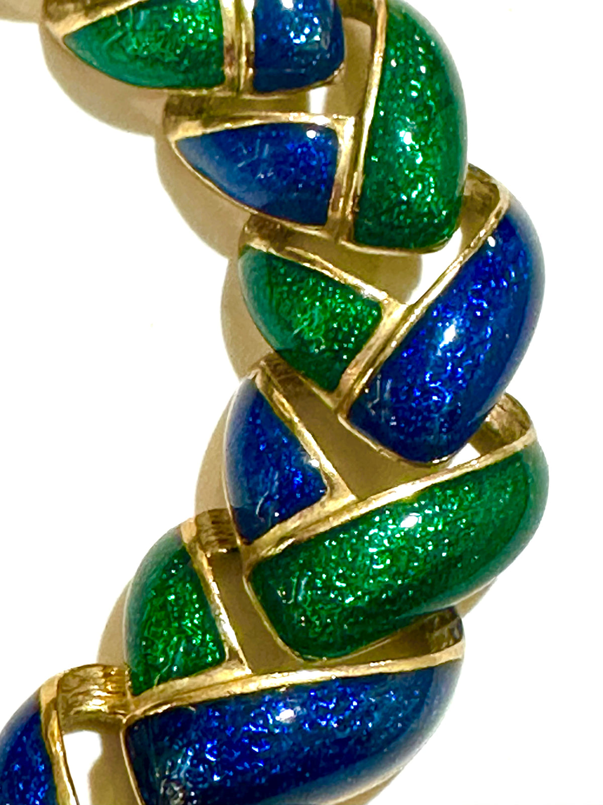 Vintage Enamel Blue Green Necklace