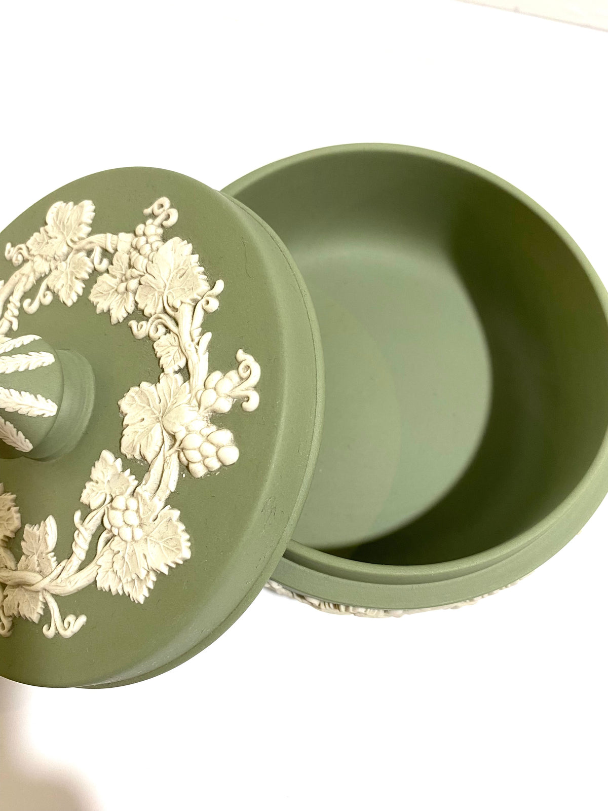 Vintage Green Wedgwood Jasperware Jewellery Box