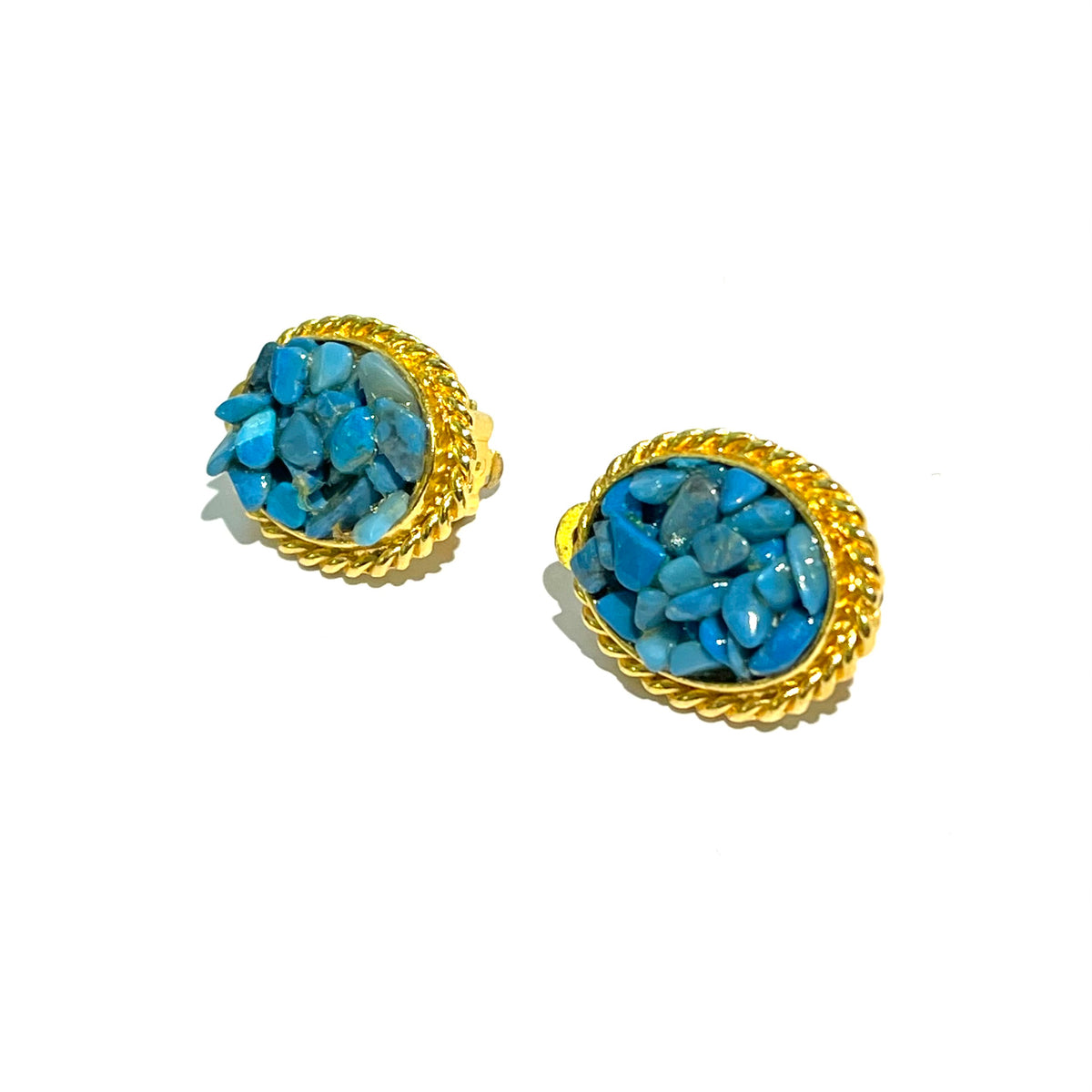 Vintage Blue Stone Gold Plated Clip-on Earrings
