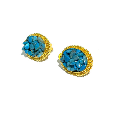 Vintage Blue Stone Gold Plated Clip-on Earrings