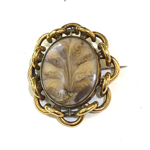 9ct Gold Victorian Mourning Hair Brooch