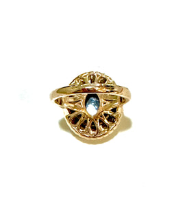 Yellow Gold Black Onyx and Diamond Ring