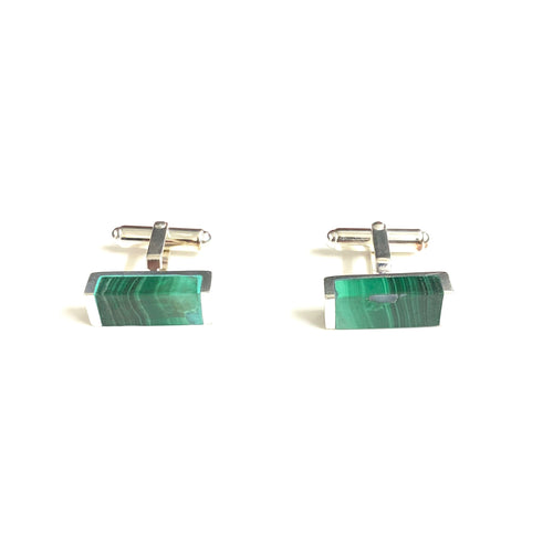 Sterling Silver Faux Malachite Cufflinks