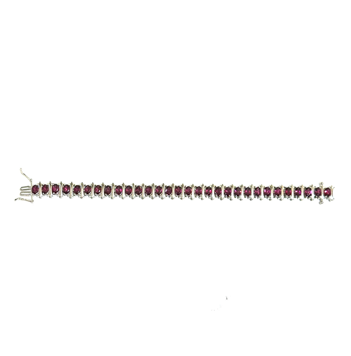 Sterling Silver Oval Faceted Garnet Bracelet