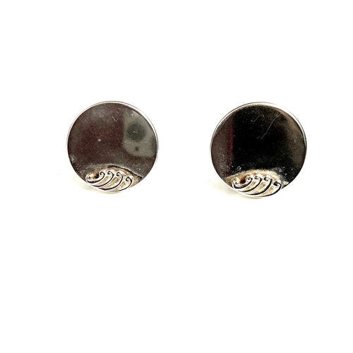 Sterling Silver Gold Plate Circle Cufflinks