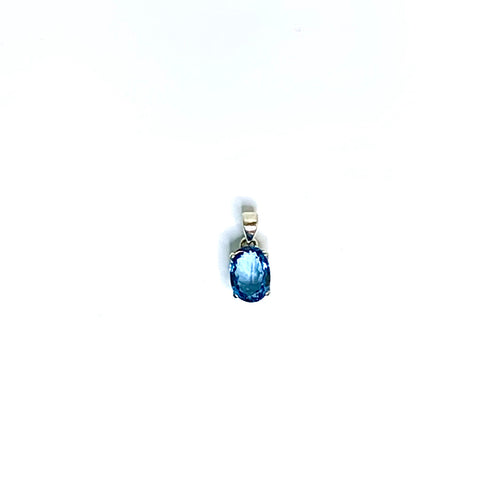 Sterling Silver Oval Cut London Blue Topaz Pendant