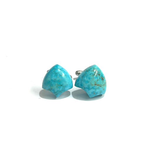 Sterling Silver Blue Howlite Shield Cut Cufflinks