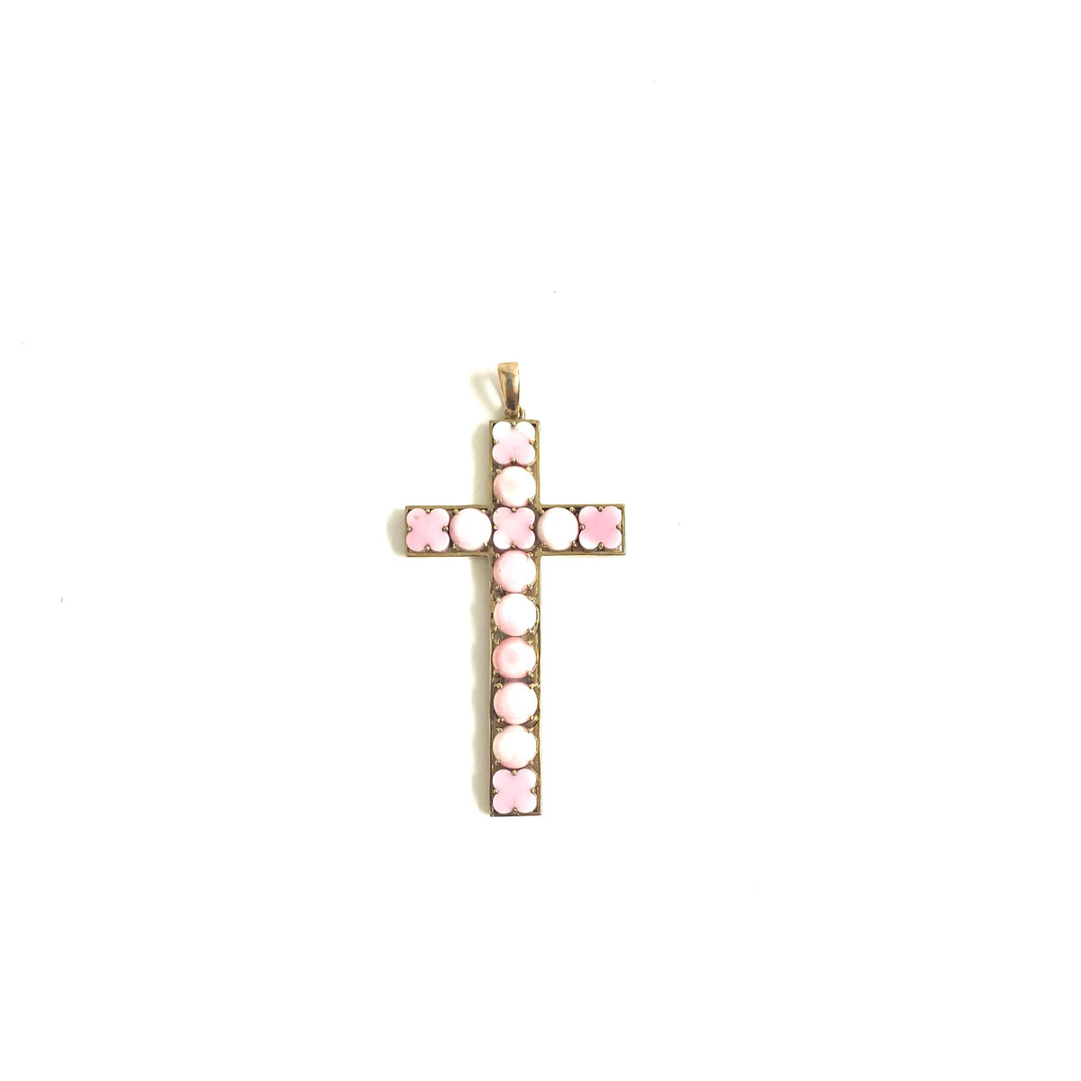 9ct Gold Angel Skin Coral Cross Pendant