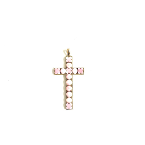 9ct Gold Angel Skin Coral Cross Pendant