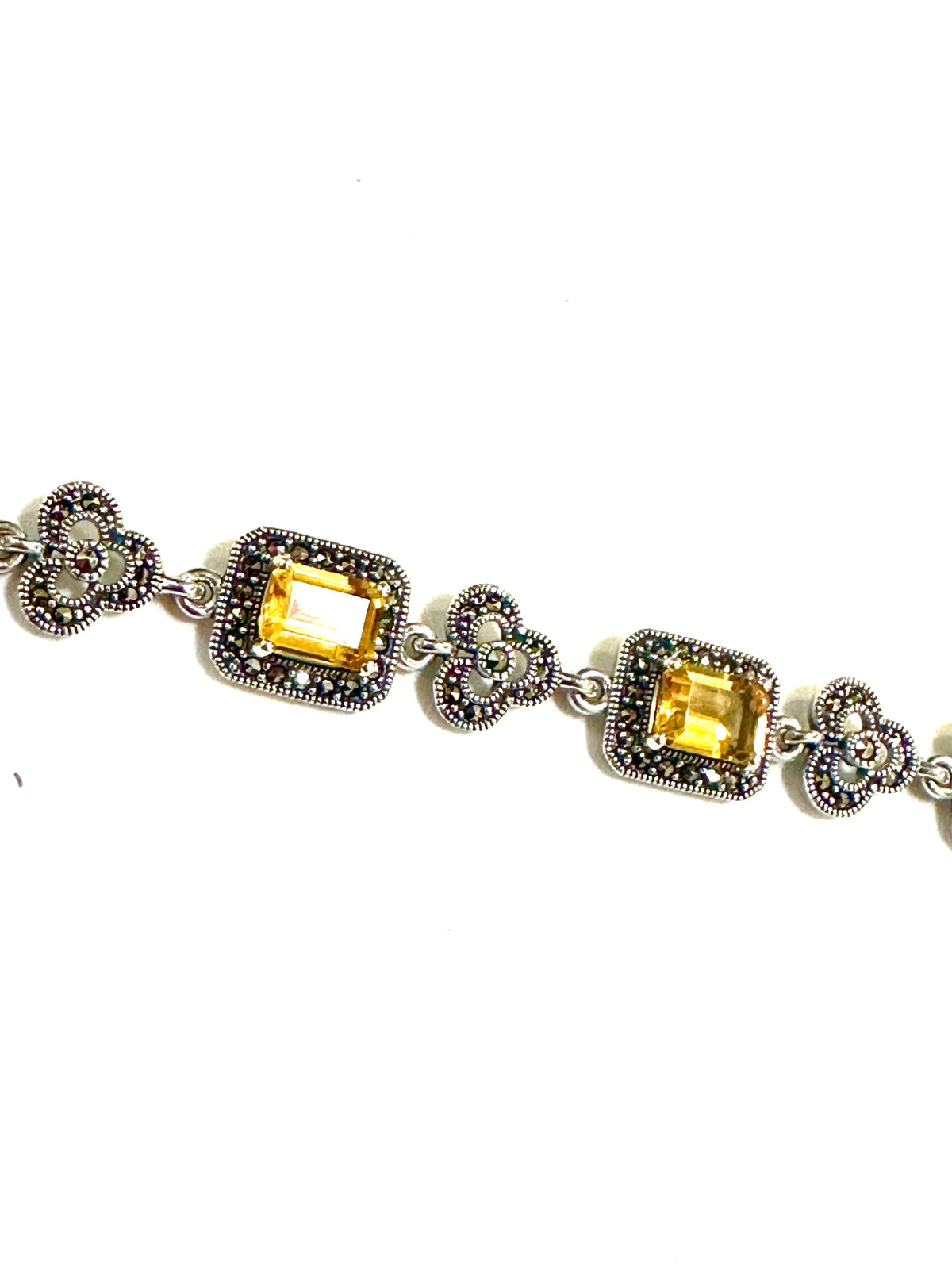 Marcasite and Baguette Cut Citrine Bracelet