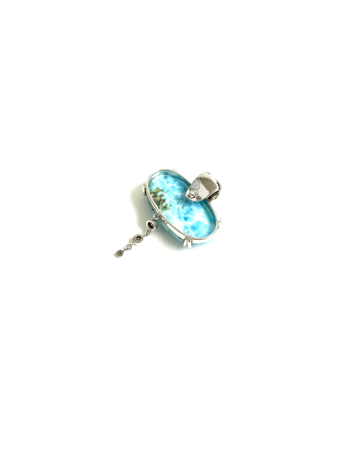 9ct Gold Larimar and Diamond Pendant
